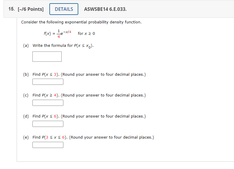 Solved Consider the following exponential probability | Chegg.com