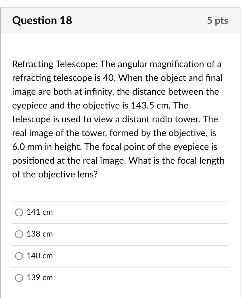 Solved Refracting Telescope The angular magnification of a