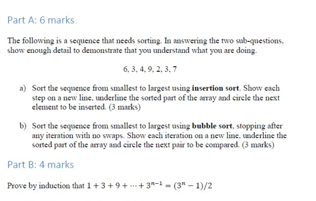 Solved Part A: 6 marks The following is a sequence that | Chegg.com