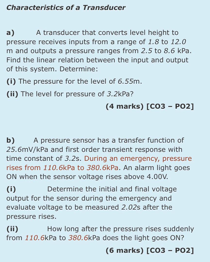 Solved Characteristics of a Transducer a) A transducer that