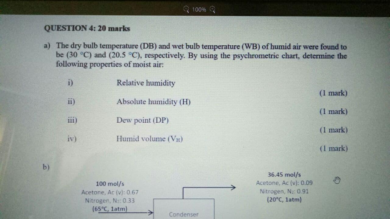 Solved 100% QUESTION 4: 20 marks a) The dry bulb temperature | Chegg.com