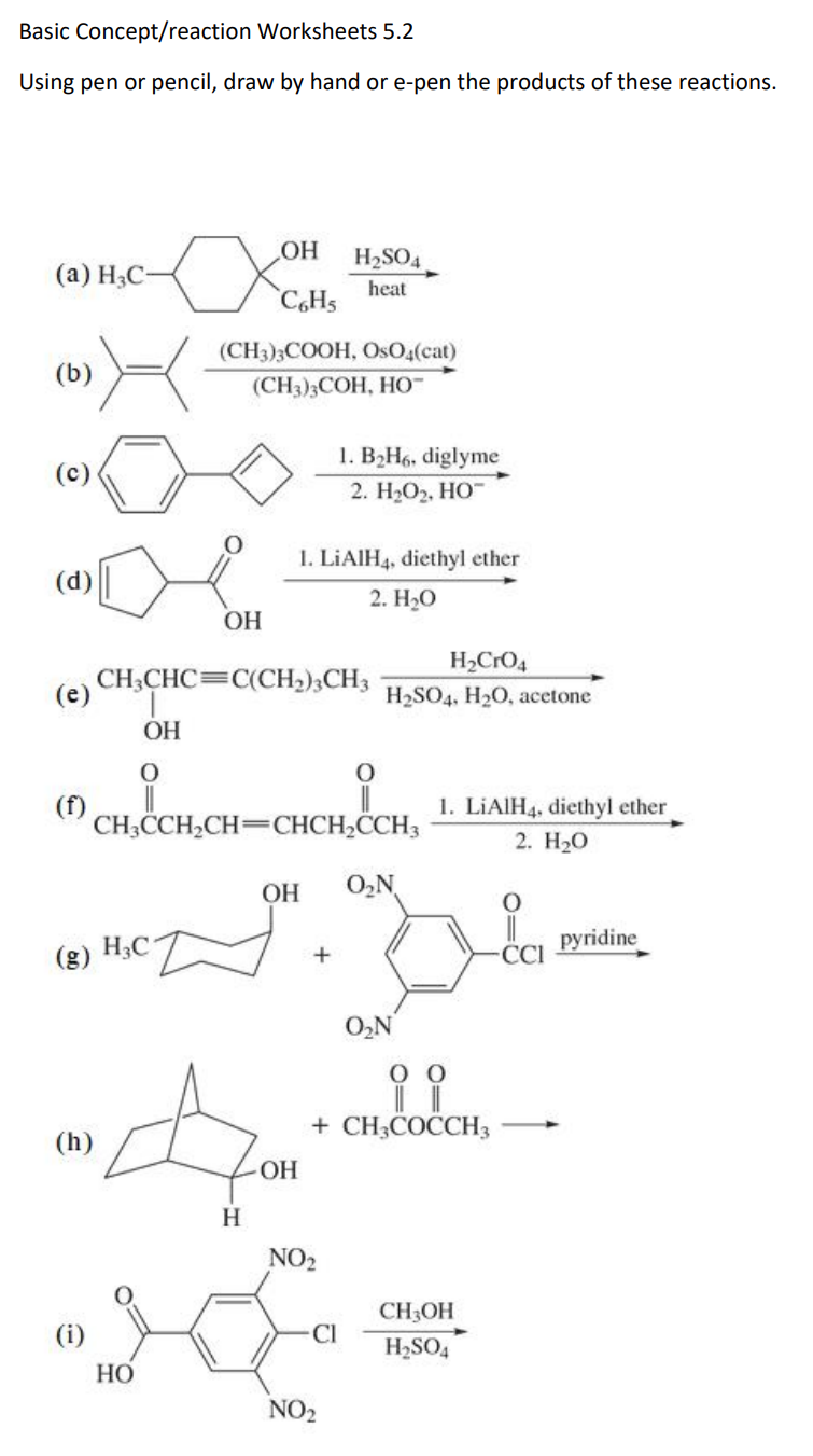 Solved Basic Concept/reaction Worksheets 5.2 Using pen or | Chegg.com