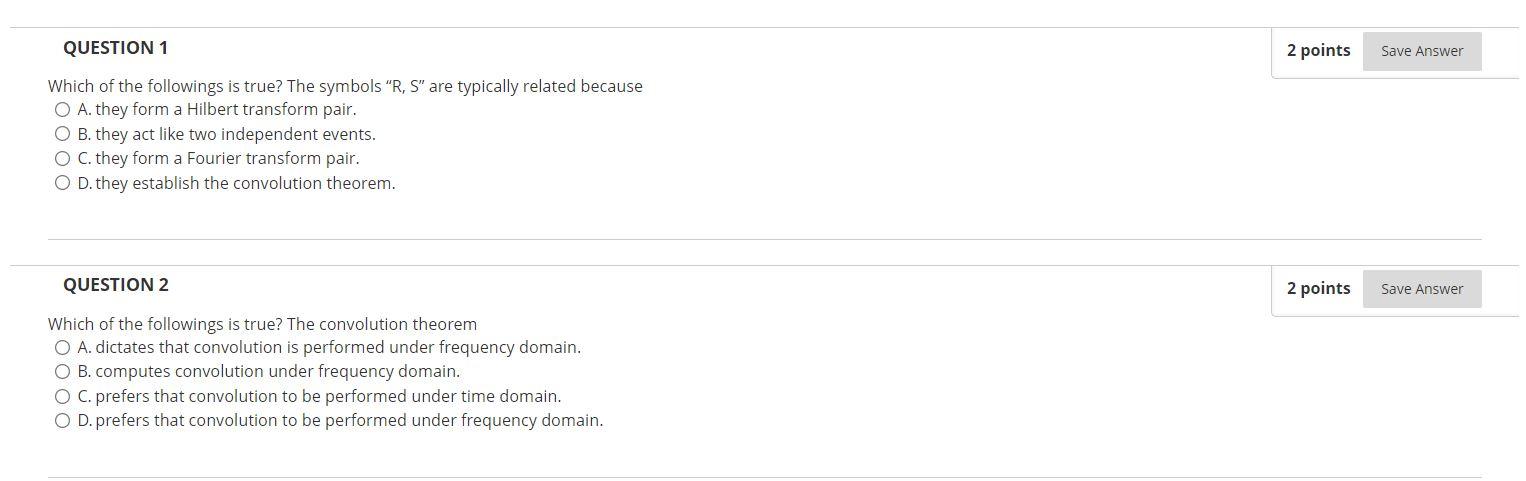 Solved 2 points Save Answer QUESTION 1 Which of the | Chegg.com
