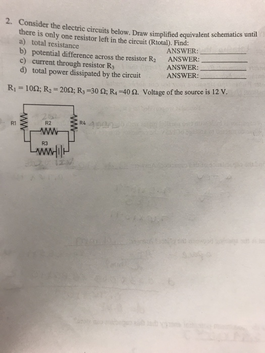 Solved Consider The Electric Circuits Below. Draw Simplified | Chegg.com