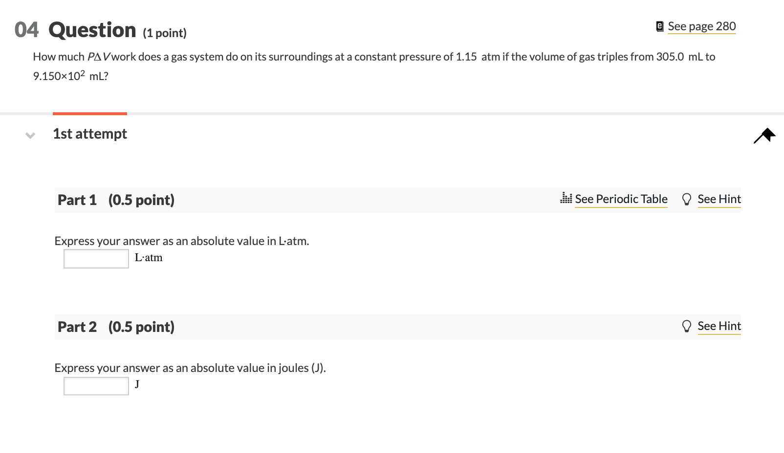 Solved e See page 280 04 Question (1 point) How much PAVwork | Chegg.com