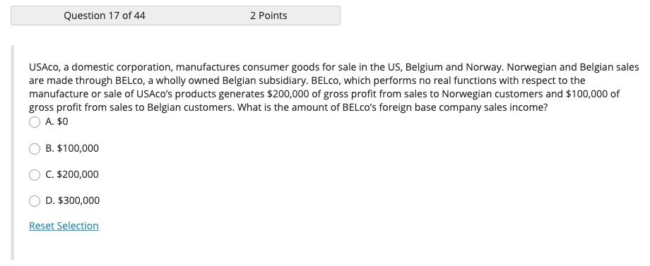 Question 16 of 44 2 Points During 2020, USAco a | Chegg.com