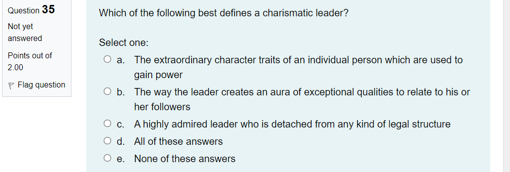 Solved Question 35 Which of the following best defines a | Chegg.com
