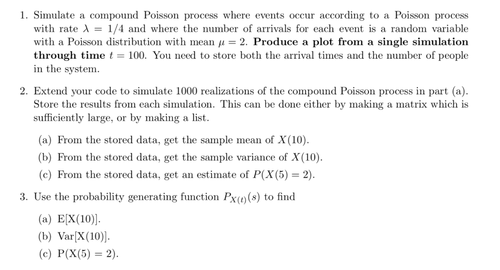 1. Simulate a compound Poisson process where events