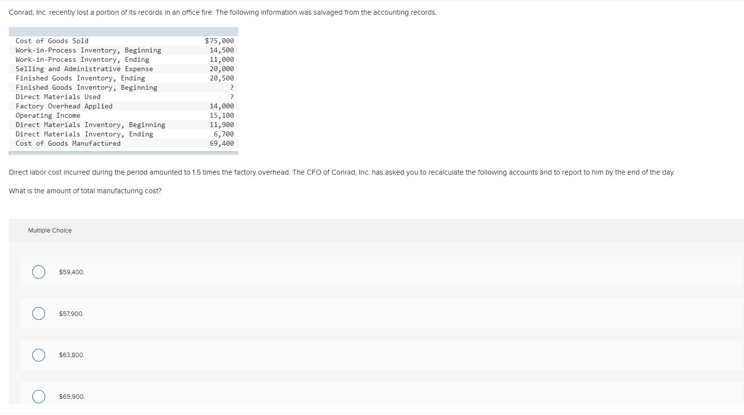 Solved Conrad, Inc. recently lost a portion of its records