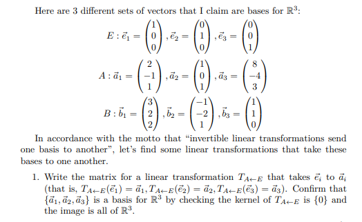 Solved Here are 3 different sets of vectors that I claim are