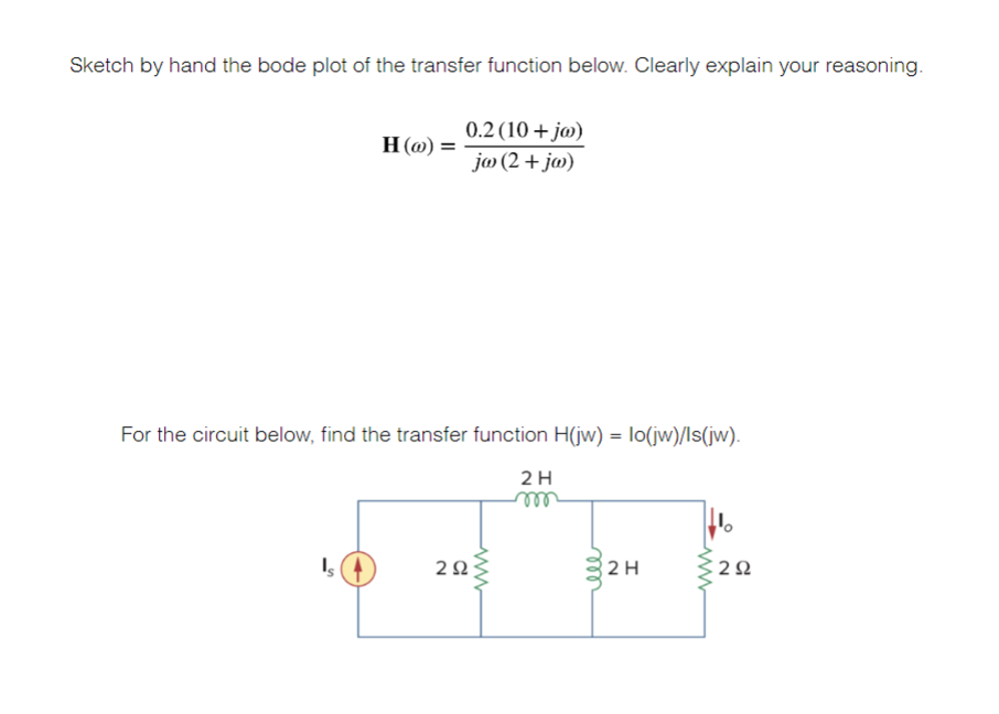 Solved Sketch by hand the bode plot of the transfer function | Chegg.com