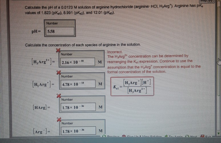 Solved Calculate the pH of a 0.0123 M solution of arginine