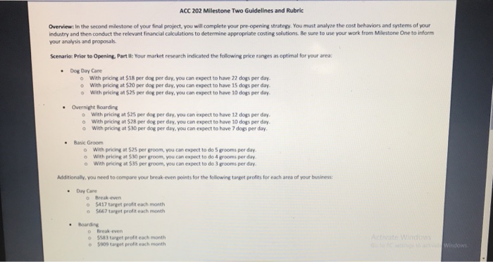 Solved: ACC 202 Milestone Two Guidelines And Rubric Overvi... | Chegg.com