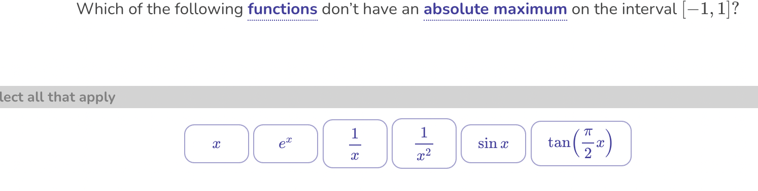 Solved Which of the following functions don't have an | Chegg.com