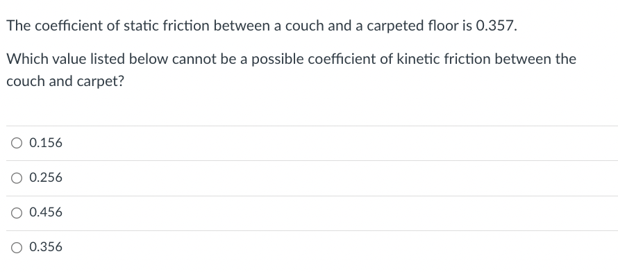 Solved The coefficient of static friction between a couch | Chegg.com