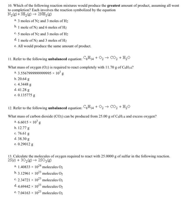 Solved 10. Which of the following reaction mixtures would | Chegg.com