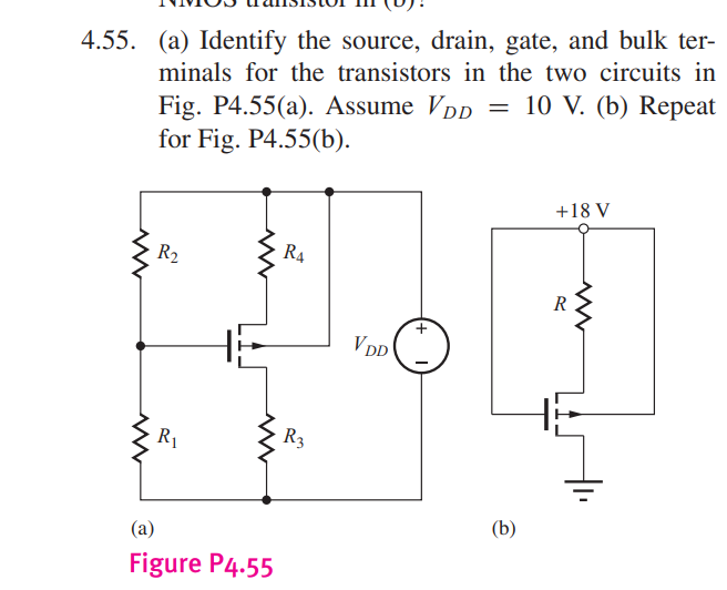 Solved 5. (a) Identify the source, drain, gate, and bulk | Chegg.com