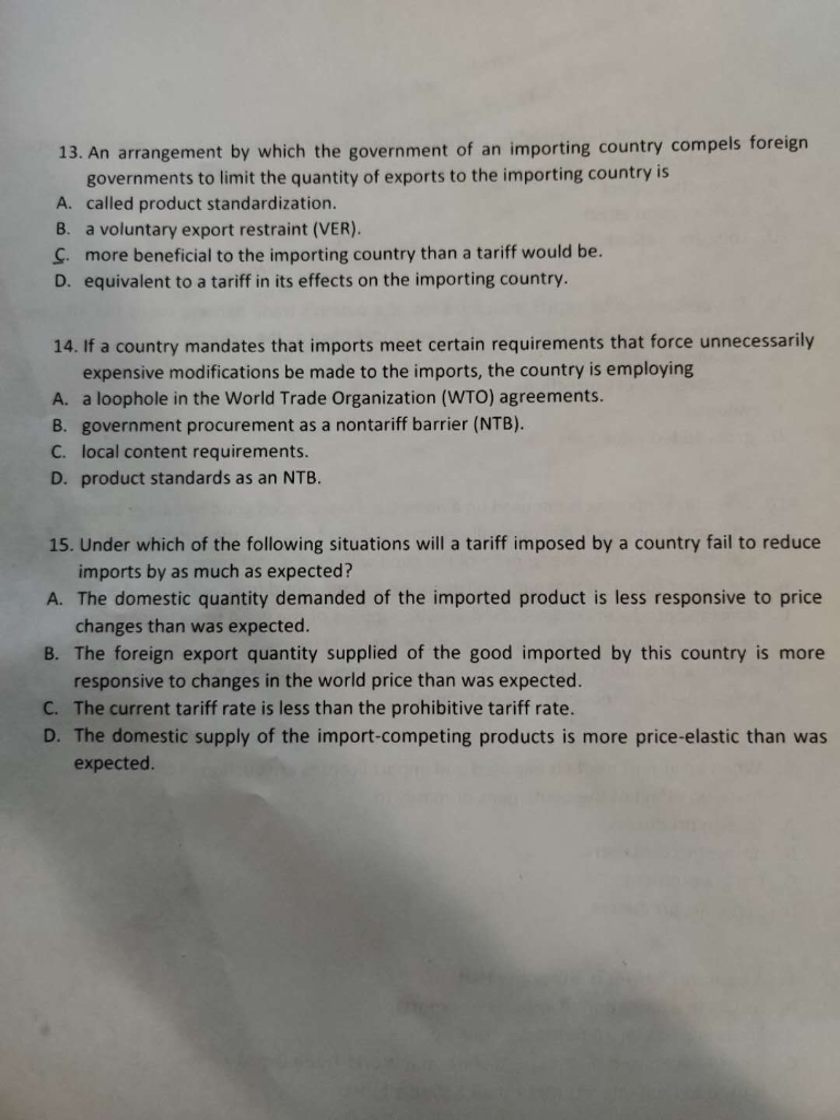 Solved 13. An arrangement by which the government of an | Chegg.com