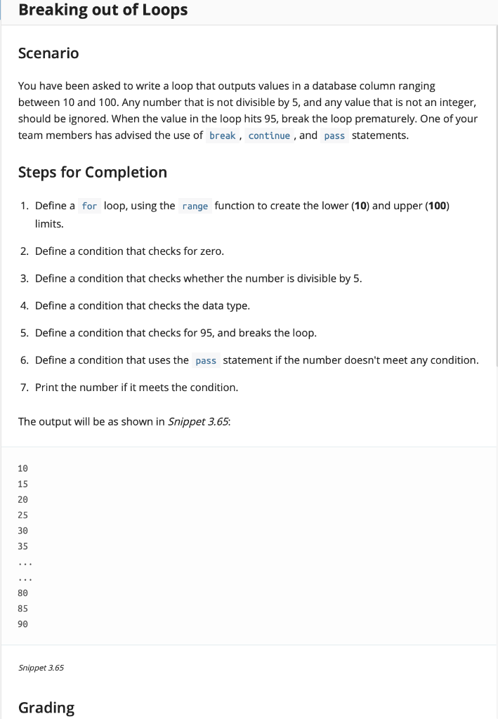 Solved Breaking out of Loops Scenario You have been asked to | Chegg.com