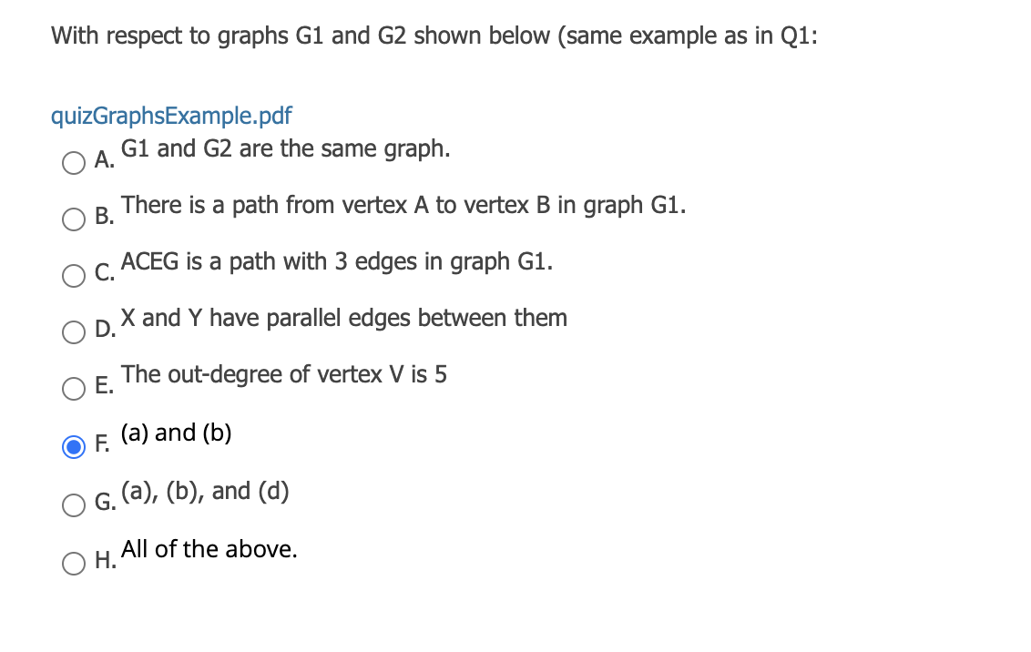 Solved With Respect To Graphs G1 And G2 Shown Below (same | Chegg.com