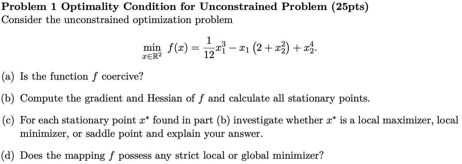 how to solve unconstrained optimization problem