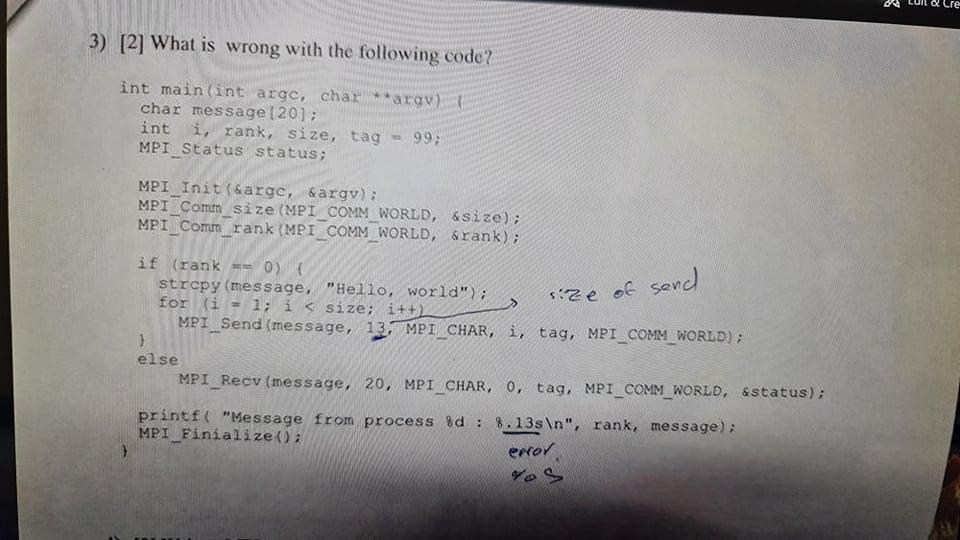 Solved de Cre 3) [2] What is wrong with the following code? | Chegg.com