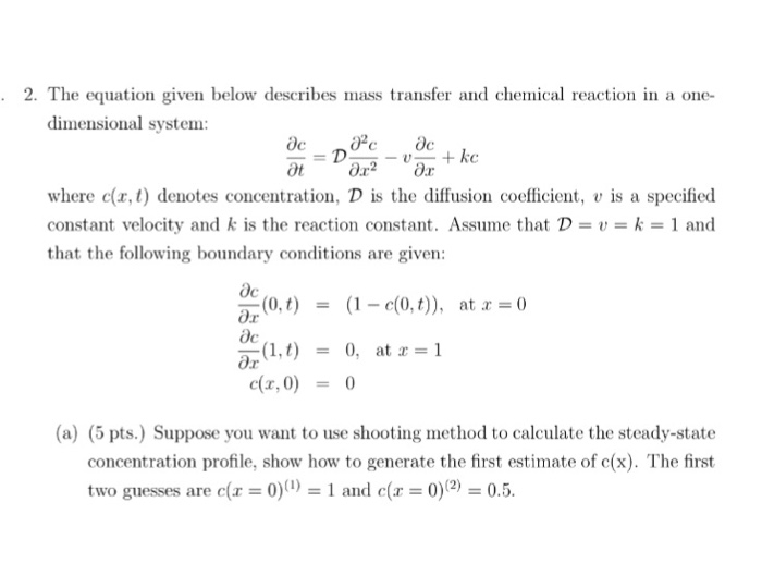 Solved 2. The equation given below describes mass transfer | Chegg.com