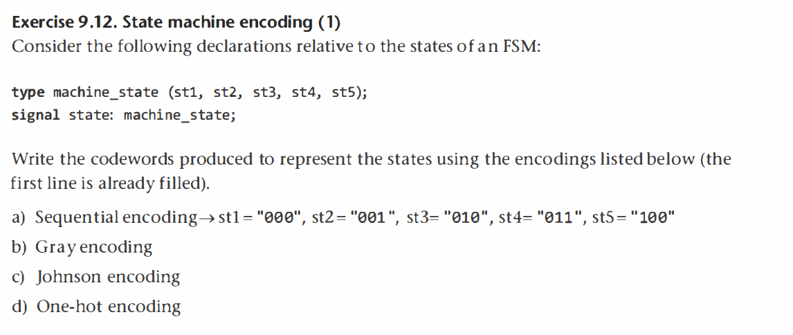 Solved Exercise 9.12. State machine encoding (1) Consider | Chegg.com