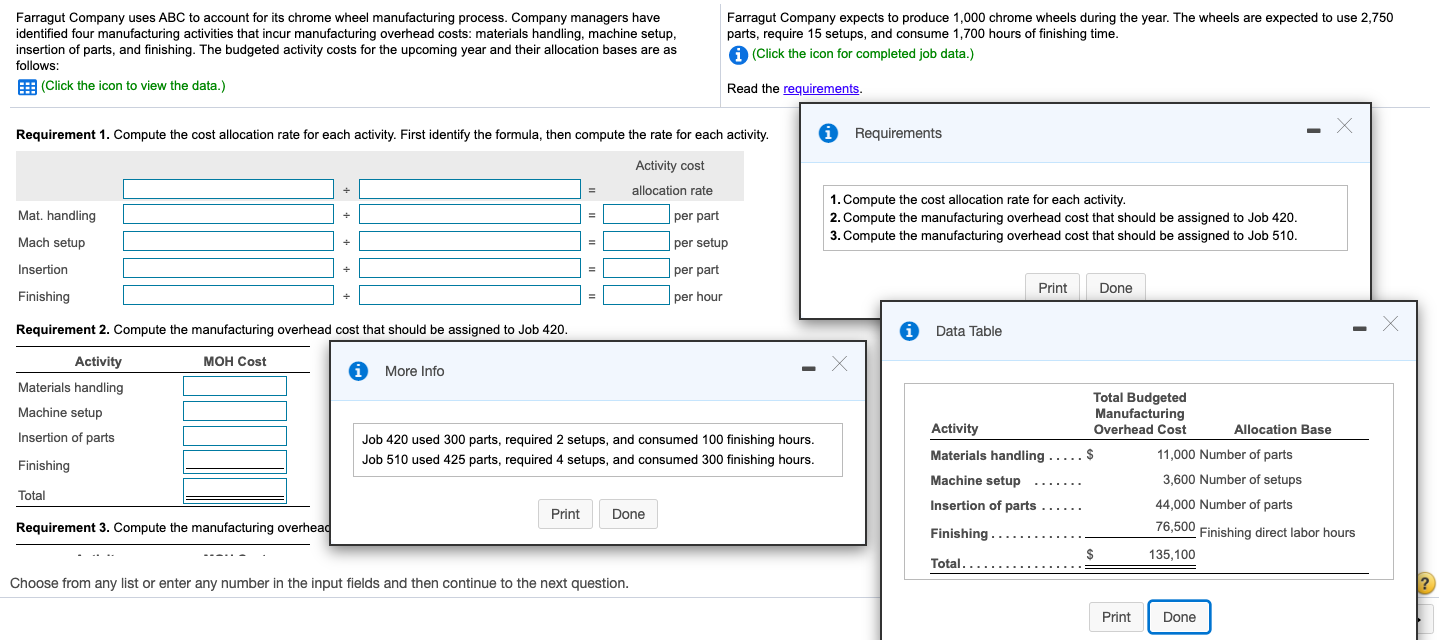 Solved Farragut Company uses ABC to account for its chrome | Chegg.com