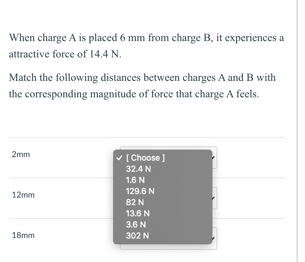 Solved When Charge A Is Placed 6 Mm From Charge B, It | Chegg.com