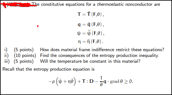 Solved The constitutive equations for a thermoelastic | Chegg.com