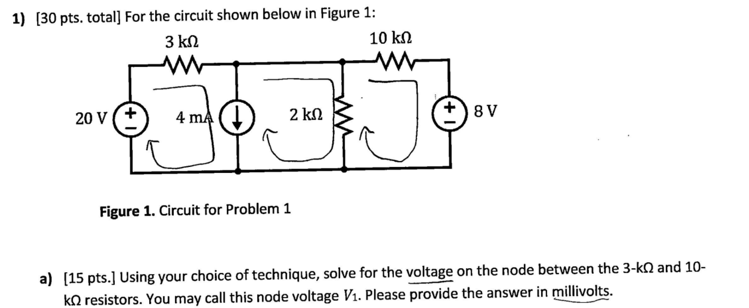 Solved 1) (30 pts. total] For the circuit shown below in | Chegg.com