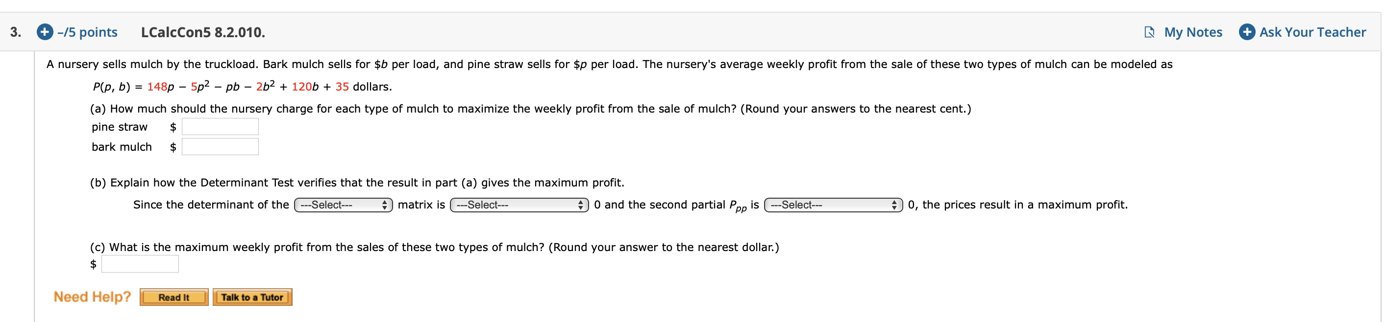 Solved A nursery sells mulch by the truckload. Bark mulch