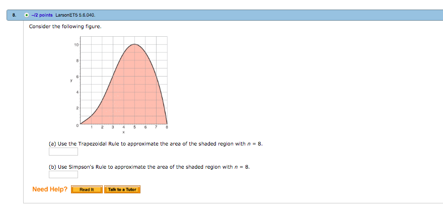 Solved 8. +-2 points LarsonET5 5.6.040. Consider the | Chegg.com