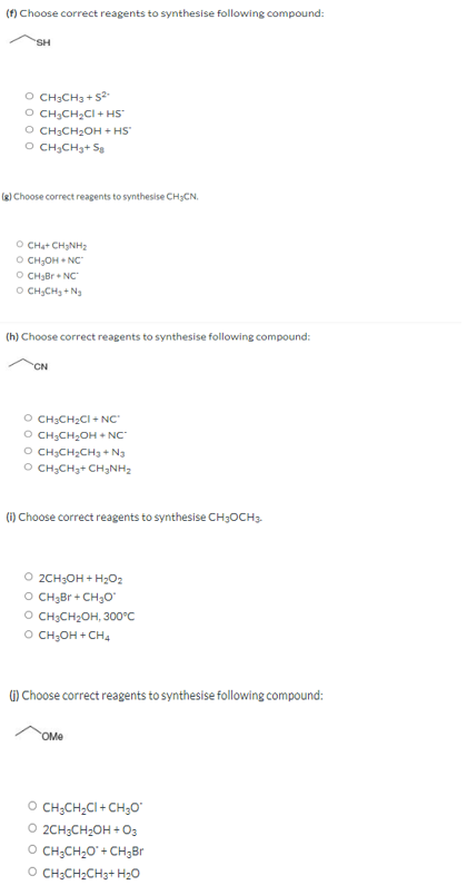 Solved (f) Choose correct reagents to synthesise following | Chegg.com