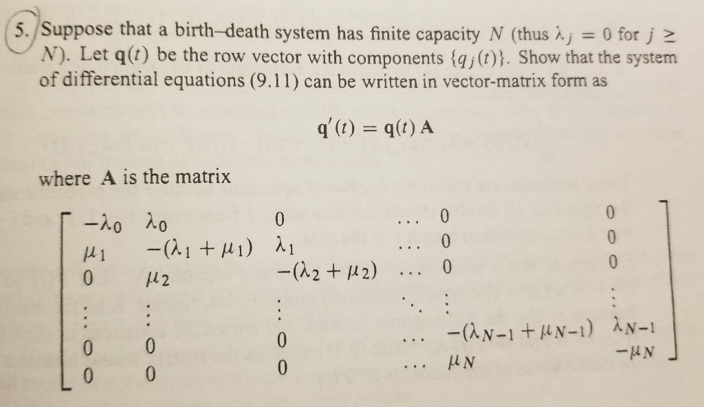 5 Suppose That A Birth Death System Has Finite Ca Chegg Com