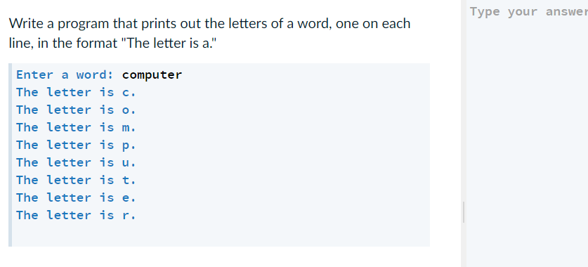 Solved Type your answer Write a program that prints out the | Chegg.com