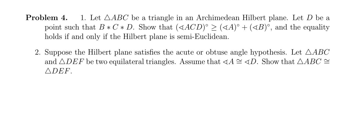 Solved Problem 4. 1. Let ABC be a triangle in an | Chegg.com