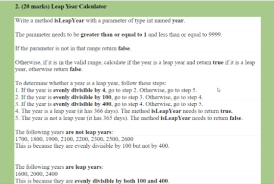 Solved Write a method isLeapYear with a parameter of type | Chegg.com