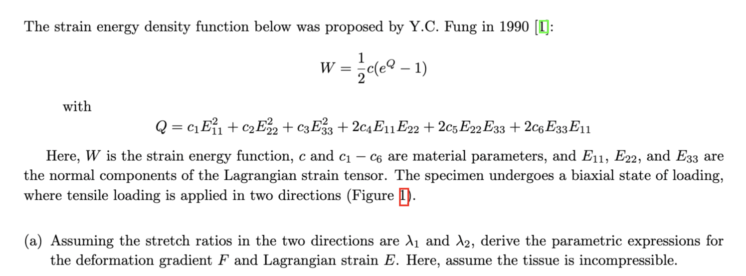 The Strain Energy Density Function Below Was Proposed | Chegg.com