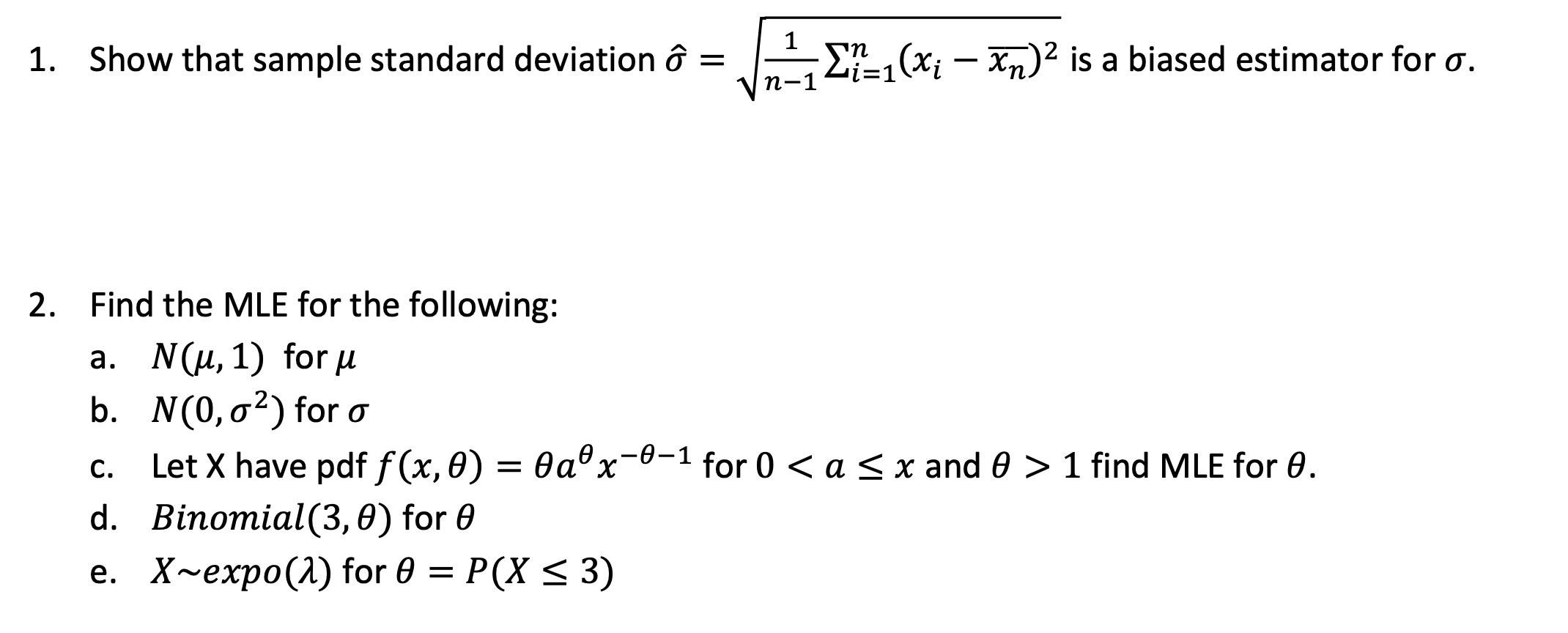 Solved 1 Show That Sample Standard Deviation O X 1 Xi Chegg Com