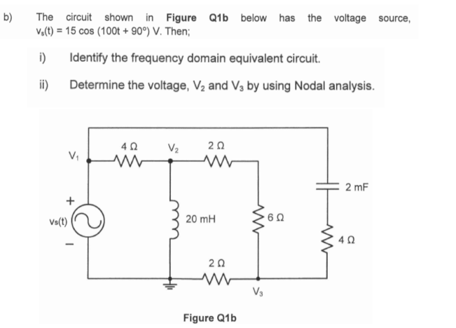 Solved B) The Circuit Shown In Figure Q1b Below Has The | Chegg.com