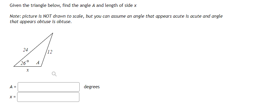 Solved Given The Triangle Below, Find The Angle A And Length 