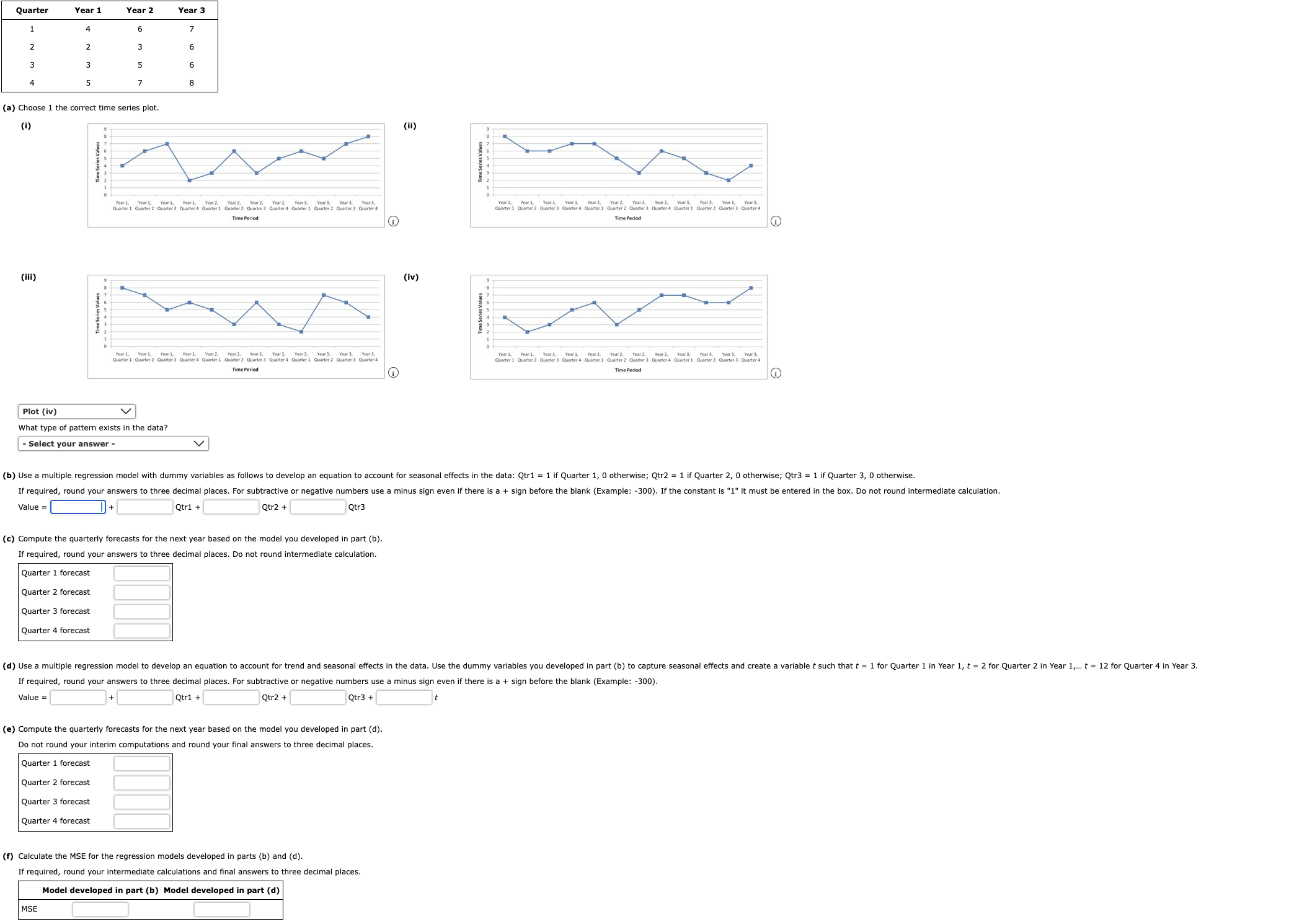 [Solved]: (a) Choose 1 The Correct Time Series Plot. (i) (i