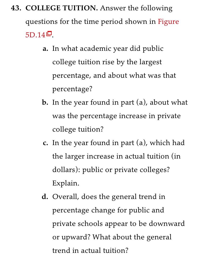 Solved Figure 5D.14 Trends In College Tuition: (a) Annual | Chegg.com