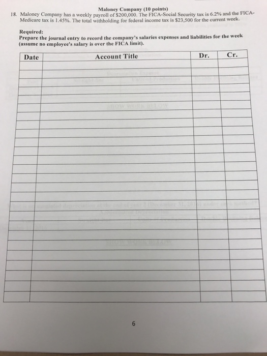 Solved Maloney Company has a weekly payroll of 200,000. The