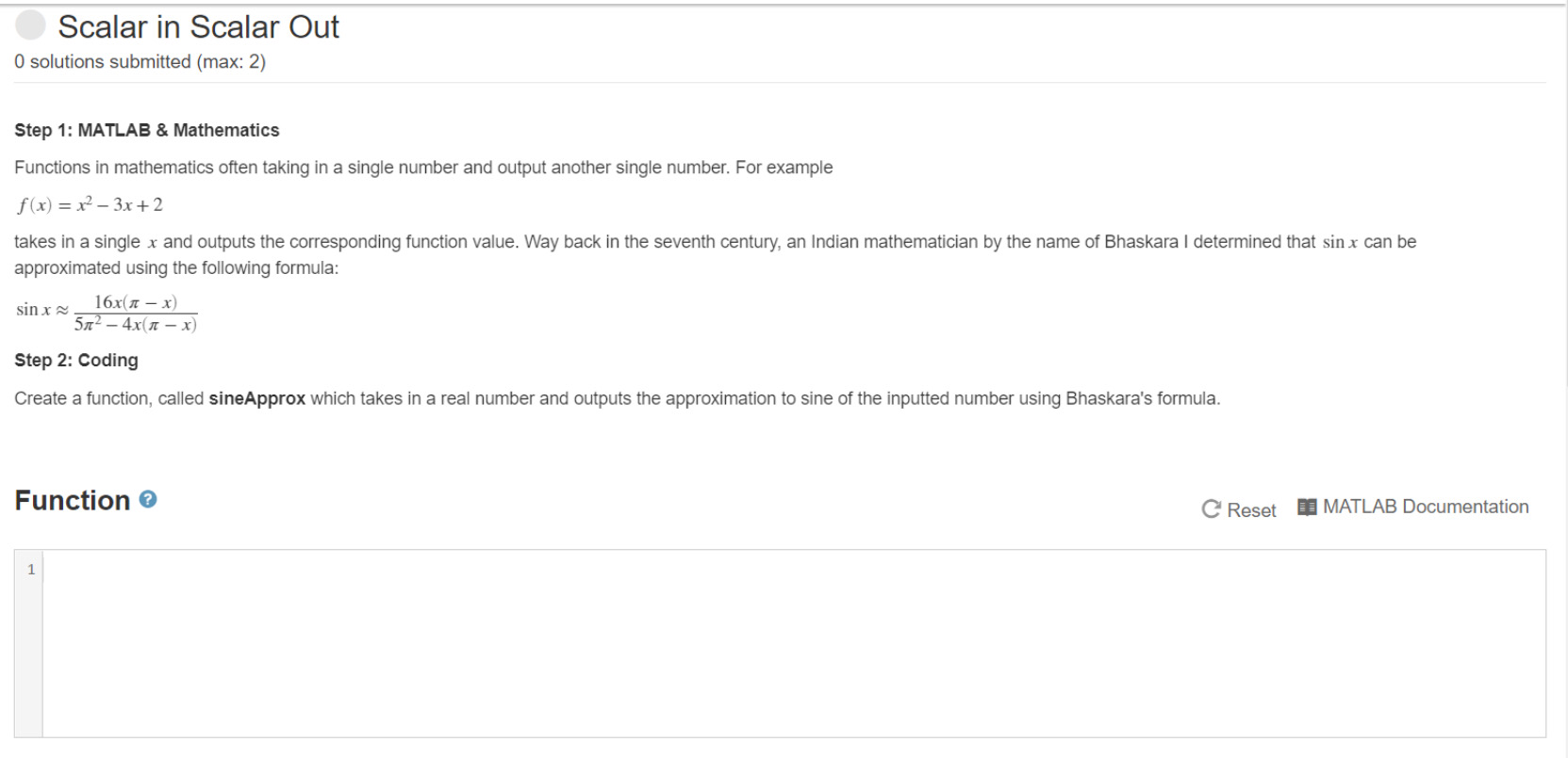 Solved Scalar in Scalar Out O solutions submitted (max: 2) | Chegg.com