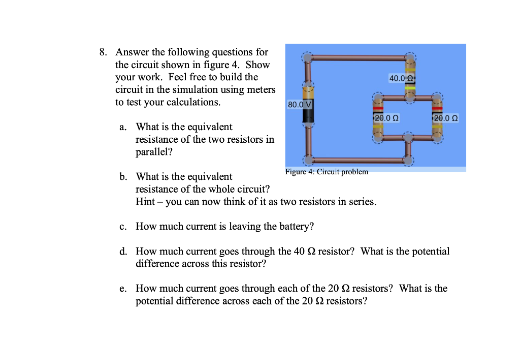 Solved 8. Answer The Following Questions For The Circuit | Chegg.com