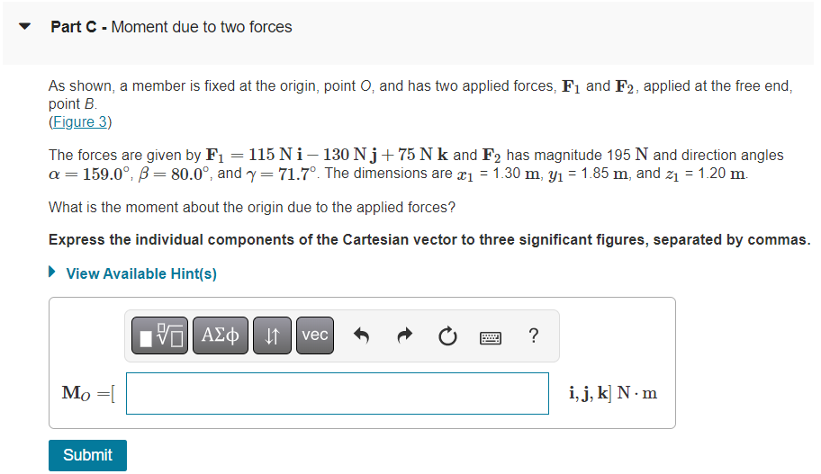 Solved To use the vector cross product to calculate the | Chegg.com