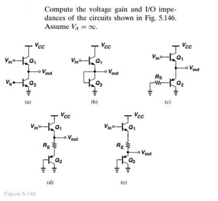 Solved Compute the voltage gain and I/O impe- dances of the | Chegg.com